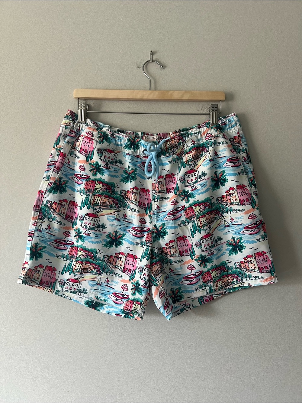 J.Crew Flex Swim Trunks Coastal Print Men’s Large Lined Shorts